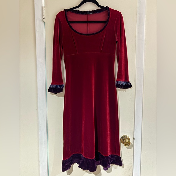 Vintage Betsey Johnson Red Velvet Dress